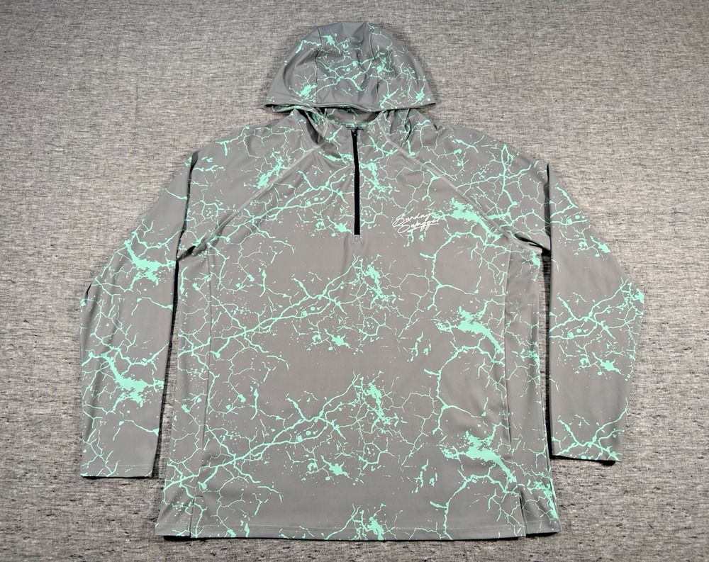 Sunday Swagger Performance Hoodie XXL 1/4 Zip Gray Cracked Marble Golf Pullover